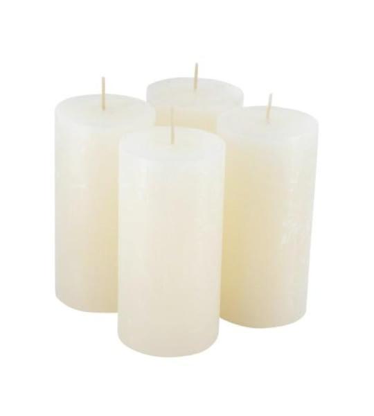 Hoogwaardige & rustieke stompkaarsen - 4 stuks - SafeCandle - waskaarsen/Rustieke stickers/adventskaarsen Kerstmis (wolwit, groot: hoogte 14 cm/Ø 7 cm)