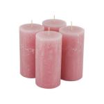 Hoogwaardige & rustieke stompkaarsen - 4 stuks - SafeCandle - waskaarsen/Rustieke Stickers/Advent kaarsen Kerstmis (antiek roze, groot: hoogte 14cm / Ø 7cm)