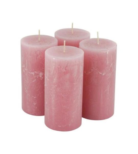 Hoogwaardige & rustieke stompkaarsen - 4 stuks - SafeCandle - waskaarsen/Rustieke Stickers/Advent kaarsen Kerstmis (antiek roze, groot: hoogte 14cm / Ø 7cm)