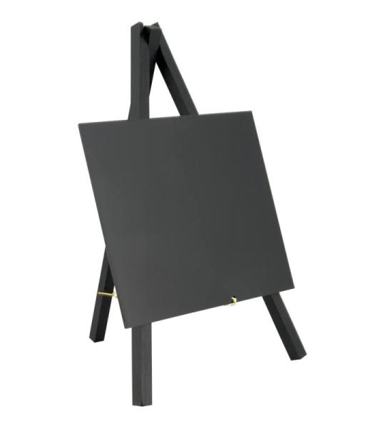 Tafel krijtbord met schildersezel van gelakt hout, zwart, in een set met een witte krijtmarker, ca. 15 x 26 x 1,5 cm groot