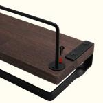 Zwevende houten wandplank, wandgemonteerde zwevende planken met handdoekhouder, rustieke opbergplanken, ideaal voor woonkamer, slaapkamer, hal, badkamer, 2 stuks (donkerbruin 02)