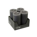 Hoogwaardige & rustieke stompkaarsen – 4 stuks – waskaarsen/rustickers/adventskaarsen Kerstmis (antraciet, groot: hoogte 14cm / Ø 7cm)