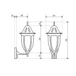 Milano Buitenwandlamp met bewegingsmelder, aluminium en glas, in antiek goud, IP44, terras, tuin, hoogte: 37,5 cm, E27, lantaarn, wandlamp voor buiten