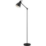 staanlamp PRIDDY, 1 lichtbron, Vintage staanlamp met industrieel ontwerp, retro staande lamp van staal, kleur: zwart, wit, fitting: E27, incl voetschakelaar