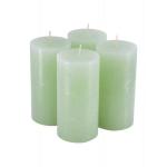 Hoogwaardige en rustieke stompkaarsen – 4 stuks – waskaarsen/rustickers/adventskaarsen Kerstmis (zachtgroen, groot: hoogte 14 cm/Ø 7 cm)