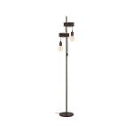 Vloerlamp Townshend 4, 2-lichts staande lamp in vintage en industrieel design, staanlamp voor woonkamer, metaal in antiek bruin, met schakelaar, E27 fitting