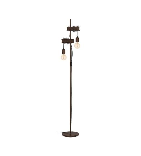 Vloerlamp Townshend 4, 2-lichts staande lamp in vintage en industrieel design, staanlamp voor woonkamer, metaal in antiek bruin, met schakelaar, E27 fitting