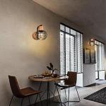 Wandlamp voor binnen, 2 stuks vintage wandlampen, industriële wandverlichting, E27 retro lamp van kooi metaal en hout, vintage wandlamp voor woonkamer, eetkamer, slaapkamer, hal, 