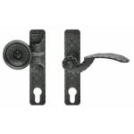 Retro deurklink rechts met stootgreep - voor tuinpoort en nog veel meer - smeedijzer - verzinkte deurklink - deurgreep - klinkset antiek zwart (linker rechts wijzers)