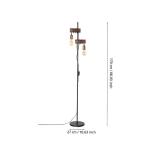Vloerlamp Townshend 4, 2-lichts staande lamp in vintage en industrieel design, staanlamp voor woonkamer, metaal in antiek bruin, met schakelaar, E27 fitting