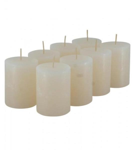 Hoogwaardige & rustieke stompkaarsen – 8 stuks – waskaarsen/rustickers/adventskaarsen Kerstmis (wolwit, klein: hoogte 8 cm/Ø 6 cm)