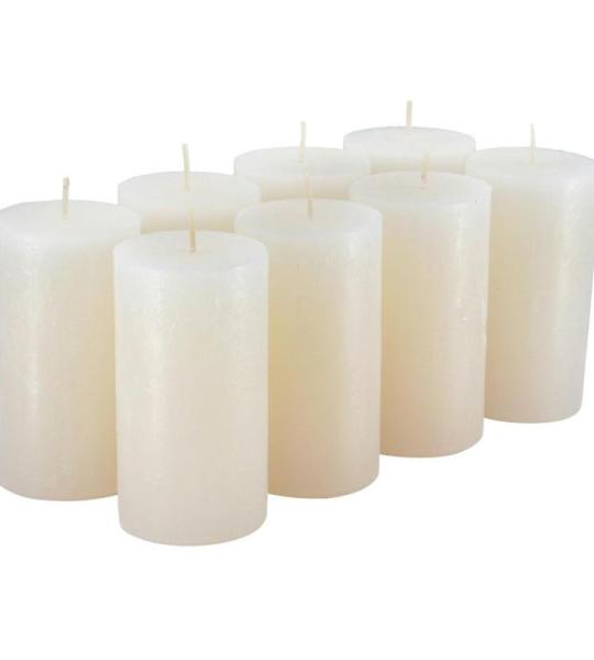 Rustieke stompkaarsen – 8 stuks - waskaarsen/Rusticker-zen/adventskaarsen Kerstmis (wolwit, standaard: hoogte 11 cm / Ø 6 cm)
