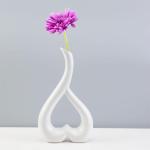 Keramische vaas, witte hartvormige vazen, decoratie, woonkamer, modern, tulpenvaas, bloemenvaas, tafeldecoratie, vaas voor pampasgras, bloemen, decoratie, esthetische Scandinavisch