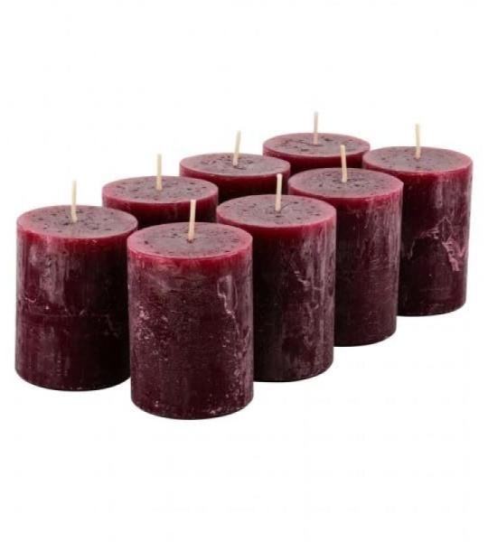 Hoogwaardige & rustieke stompkaarsen – 8 stuks – waskaarsen/rustickers/adventskaarsen Kerstmis (oudrod, klein: hoogte 8 cm/Ø 6 cm)