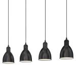 pendellamp PRIDDY, 4 lichtbronnen, Vintage pendelarmatuur met industrieel ontwerp, retro hanglamp van staal, kleur: zwart, wit, fitting: E27