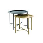 HAKU Möbel Salontafel set van 2, metaal, zwart/goud, Ø 52 x H 44 cm/Ø 62 x H 49 cm