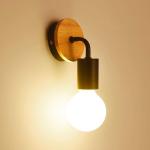 Loft Vintage Retro Industrie E27 Edison LED wandlamp licht hout & metalen lampenkap wandlampen lamp koffie wandlamp woonkamer slaapkamer nachtkastje restaurant gang (zwart)