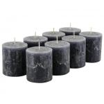 Hoogwaardige en rustieke stompkaarsen – 8 stuks – waskaarsen/rustickers/adventskaarsen Kerstmis (antraciet, klein: hoogte 8 cm/Ø 7 cm)