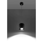 Orbis Hanglamp met cilindrische kap, plafondlamp, woonkamer, eetkamer, lamp, keuken en hal, van aluminium in zwart, 10 x 10 x 110 cm