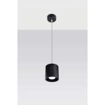 Orbis Hanglamp met cilindrische kap, plafondlamp, woonkamer, eetkamer, lamp, keuken en hal, van aluminium in zwart, 10 x 10 x 110 cm