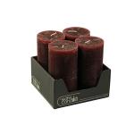 Hoogwaardige & rustieke stompkaarsen – 4 stuks – waskaarsen/rustickers/adventskaarsen Kerstmis (oudrod, groot: hoogte 14 cm/Ø 7 cm)