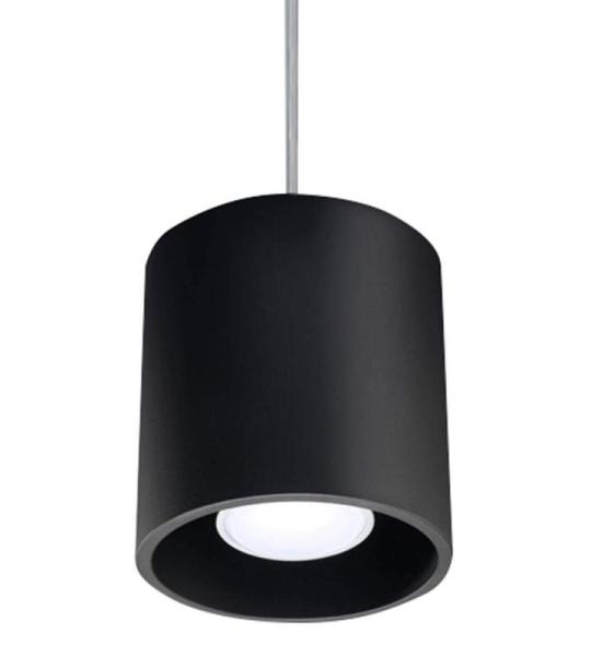 Orbis Hanglamp met cilindrische kap, plafondlamp, woonkamer, eetkamer, lamp, keuken en hal, van aluminium in zwart, 10 x 10 x 110 cm