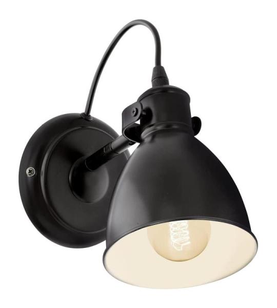wandlamp PRIDDY, 1 lichtbron, Vintage wandarmatuur met industrieel ontwerp, retro muurspot van staal, kleur: zwart, wit, fitting: E27