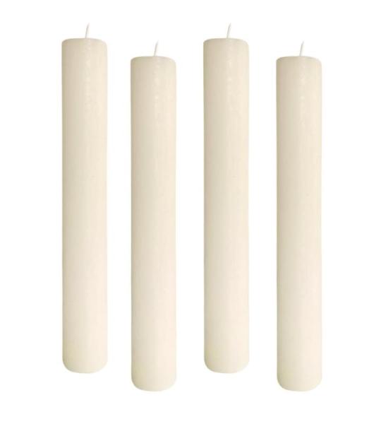 Set van 4 rustieke staafkaarsen, hoogte: 24 cm, diameter: 3,4 cm, 24 uur brandduur, dikke kaarsen, dinerkaarsen, tafelkaarsen, kerkkaarsen, kleur: greige