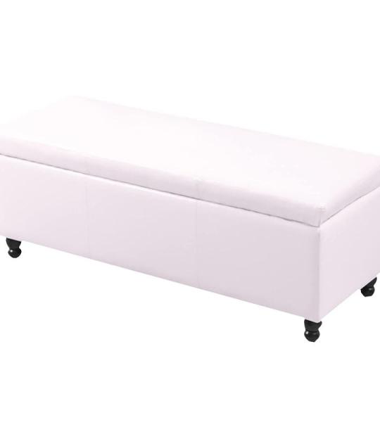 Ottomane aus Leder mit Stauraum und getuftetem Holz mit Fußstütze – moderner, rechteckiger Couchtisch für Wohnzimmer, Schlafzimmer