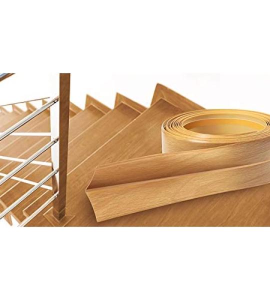 DQ-PP Zachte plint, 15 m, rustiek eiken, 32 x 23 mm, pvc, zelfklevend, knikhoek plint, hoekprofiel, aansluitprofiel, vloerlijst, rubberen plint
