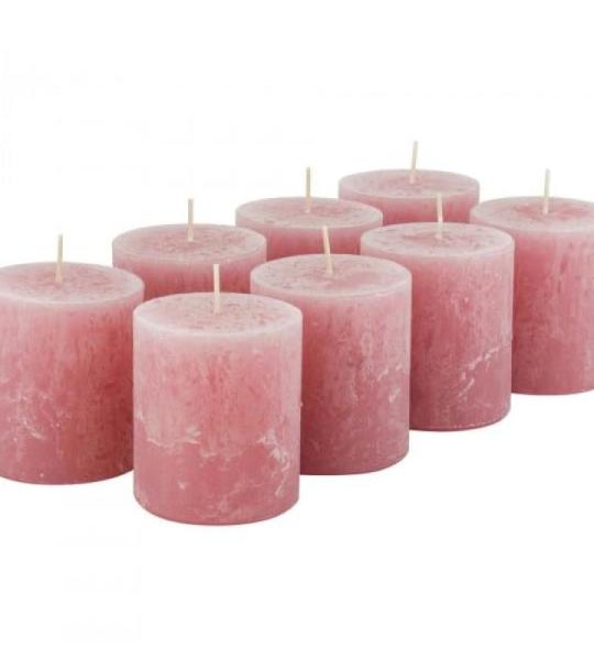 Hoogwaardige & rustieke stompkaarsen – 8 stuks – SafeCandle – waskaarsen/rustickers/adventskaarsen Kerstmis (antiek roze, klein: hoogte 8 cm/Ø 7 cm)