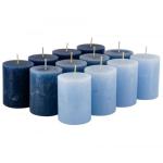 Hoogwaardige en rustieke stompkaarsen – 12 stuks – waskaarsen/rustickers/adventskaarsen Kerstmis (blauw mix, klein: hoogte 8 cm/Ø 6 cm)