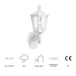 buitenlamp L 15 wit, klassieke buitenwandlamp, lantaarn, max. 60 W, E27, buitenlamp zonder bewegingsmelder
