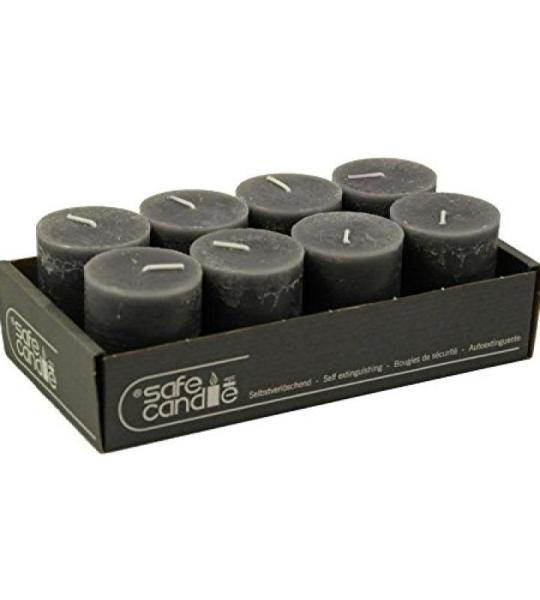 Hoogwaardige en rustieke stompkaarsen – 8 stuks – waskaarsen/rustickers/adventskaarsen Kerstmis (antraciet, klein: hoogte 8 cm/Ø 6 cm)