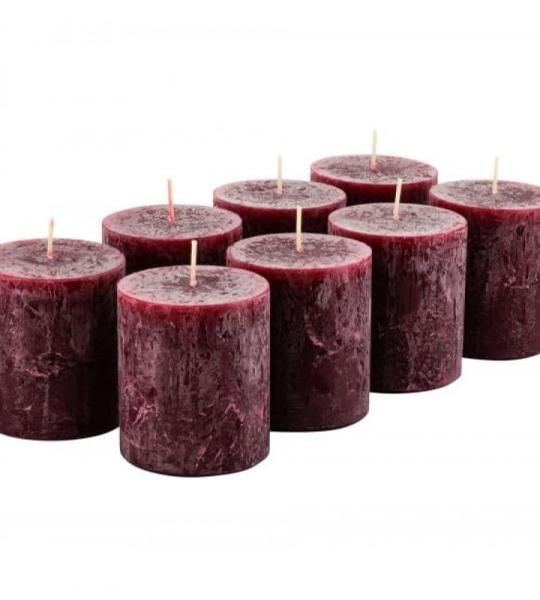SafeCandle Premium rustieke stompkaarsen/waskaarsen/rustieke kaarsen/kerstkaarsen (oud rood, klein: hoogte 8 cm/Ø 7 cm)