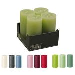 Hoogwaardige en rustieke stompkaarsen – 4 stuks – waskaarsen/rustickers/adventskaarsen Kerstmis (zachtgroen, groot: hoogte 14 cm/Ø 7 cm)