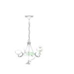 Savoy hanglamp met 5 fittingen, vintage, rustieke hanglamp van gepolijst gebruind metaal met wit gesatineerd glas, hangende eettafellamp, woonkamerlamp met E14- en E27-fittingen