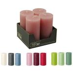 Hoogwaardige & rustieke stompkaarsen - 4 stuks - SafeCandle - waskaarsen/Rustieke Stickers/Advent kaarsen Kerstmis (antiek roze, groot: hoogte 14cm / Ø 7cm)