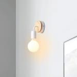 Loft Vintage Retro Industrie E27 Edison LED wandlamp licht hout & metaal lampenkap wandlampen lamp koffie wandlamp woonkamer slaapkamer nachtkastje restaurant gang (wit)