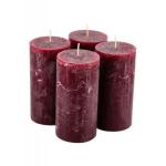 Hoogwaardige & rustieke stompkaarsen – 4 stuks – waskaarsen/rustickers/adventskaarsen Kerstmis (oudrod, groot: hoogte 14 cm/Ø 7 cm)