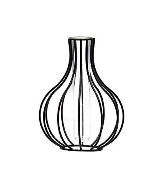 Vaas glas bloemenvaas met geometrische metalen standaard, kristalheldere terraria plantenbak knopglazen vazen voor bloemen hydrocultuur plant, hartstuk voor thuis/kantoor/bruiloft 