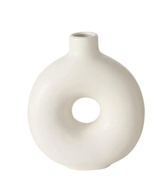 Vazen Set Lanyo (kleur wit, bloemenvaas van keramiek, ronde vorm, afmetingen 17x7x20 cm, decoratieve vaas) 2024828