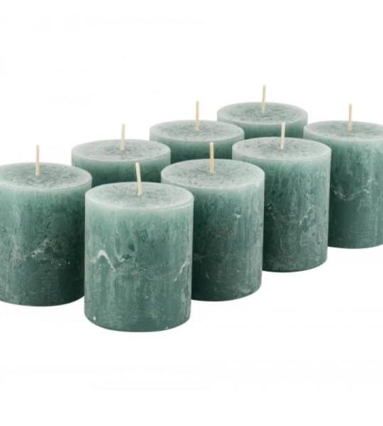Hoogwaardige en rustieke stompkaarsen – waskaarsen/rustickers/adventskaarsen Kerstmis (smaragd groen, klein: hoogte 8 cm/Ø 7 cm)