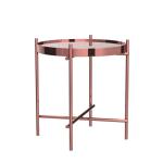 Bijzettafel Ø 43x45 cm unicaat in koper van metaal en glas, design woonkamertafel met glasplaat en metalen frame, ronde salontafel, moderne glazen tafel, elegante banktafel, loung