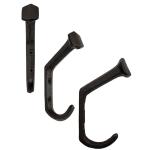 3x zware rustieke massieve ijzeren , garderobe, 11 x 2,1 cm, zwart, set van 3