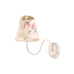 Binnenwandlamp bloemen van metaal en stof in shabby wit met bloemen E27 H: 27cm landhuis rustiek voor slaapkamer woonkamer hal wandlamp