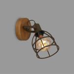 Leuchten - Wandspot retro met raster kap, 1-lichts wandlamp vintage, E27 fitting max. 25 watt, verstelbare lampenkap, rustieke wandlamp van hout en staal, donkerbruin