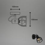 - Wandlamp retro met traliekap, 1-lamps wandlamp vintage, E14 fitting max. 25 watt, verstelbare lampenkap, rustieke wandlamp gemaakt van staal, zwart.