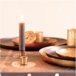 Set van 4 rustieke staafkaarsen, hoogte: 24 cm, diameter: 3,4 cm, 24 uur brandduur, dikke kaarsen, dinerkaarsen, tafelkaarsen, kerkkaarsen, kleur: zandbruin