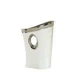 Moderne decoratieve vaas bloemenvaas tafelvaas keramiek wit/zilver hoogte 26 cm breedte 17 cm